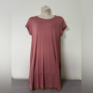 Women’s Plus Casual Dusty Rose Pink T-Shirt Dress 3X